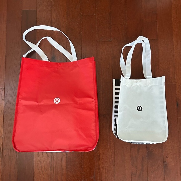 lululemon athletica Handbags - Two Lululemon Reusable Totes Red/black White
Classic Shopping Bag Snap Closure